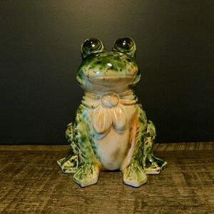 Ceramic Green Frog Figurine